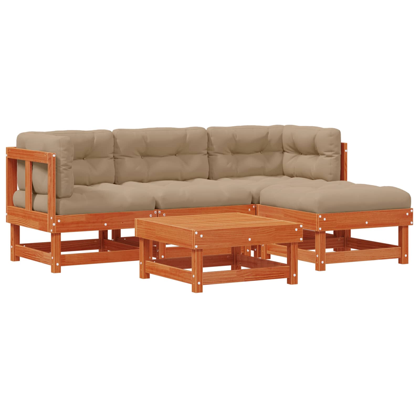 Tuin loungeset 15 pcs Wax Bruin en Taupe Massief grenenhout