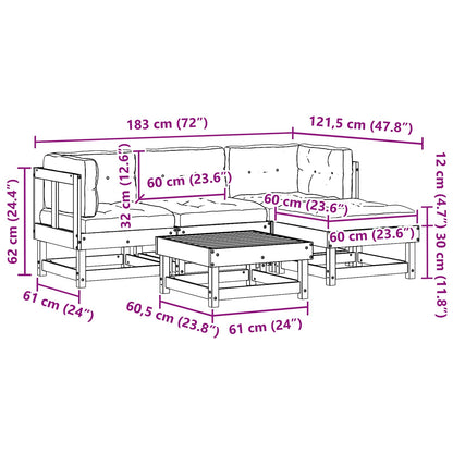 Tuin loungeset 15 pcs Wax Bruin en Taupe Massief grenenhout