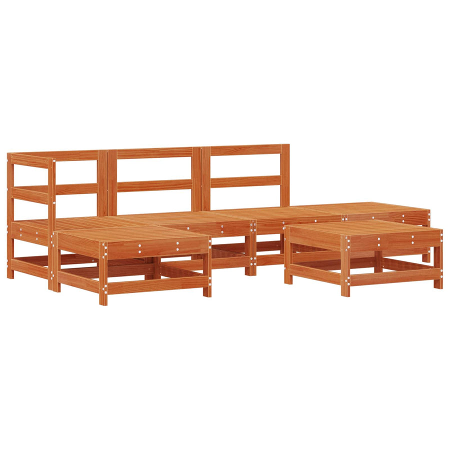 Tuin loungeset 5 pcs Wax Bruin en Taupe Massief grenenhout
