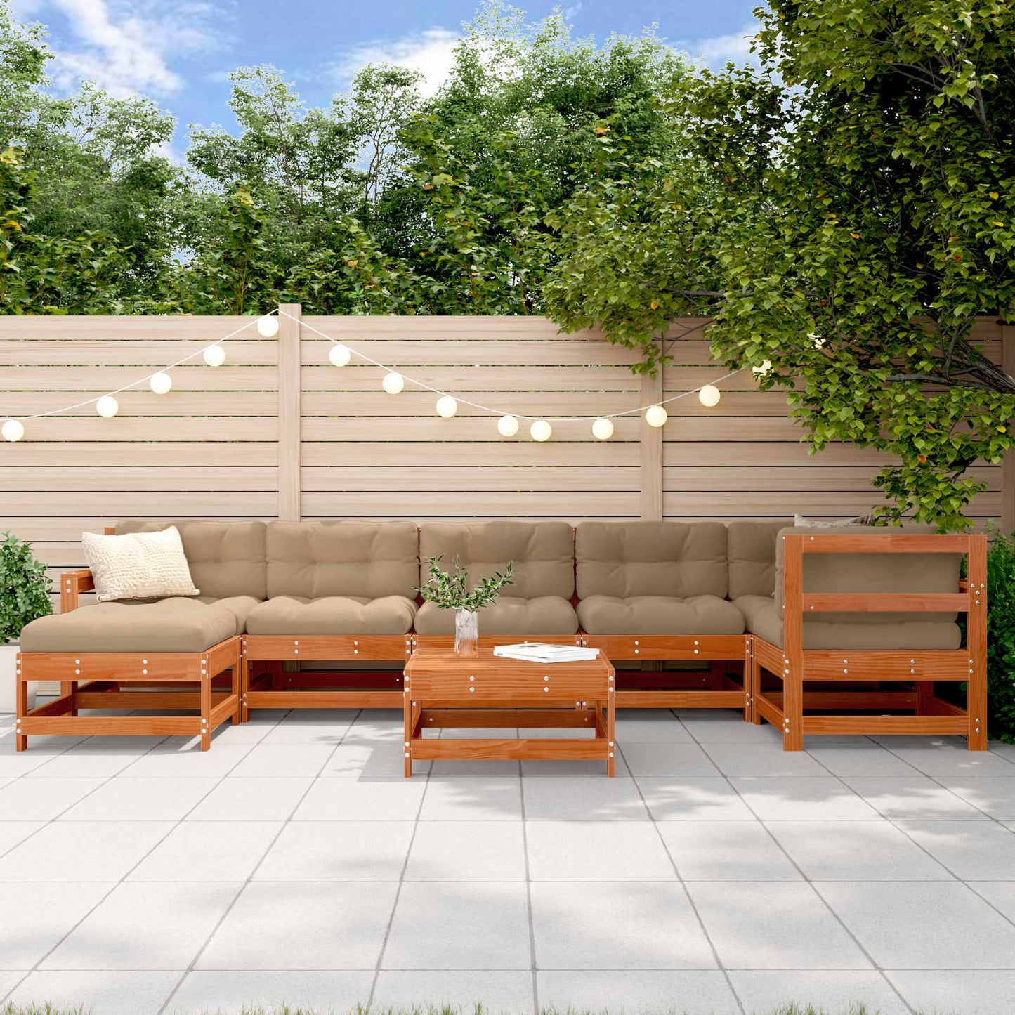 Tuin loungeset 8 pcs Waskleur Bruin Massief grenenhout