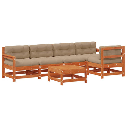 Tuin loungeset 6 pcs Wasbruin Massief grenenhout