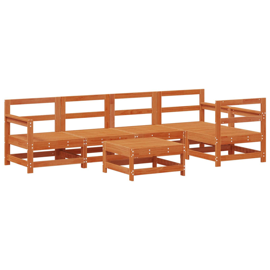 Tuin loungeset 6 pcs Wasbruin Massief grenenhout