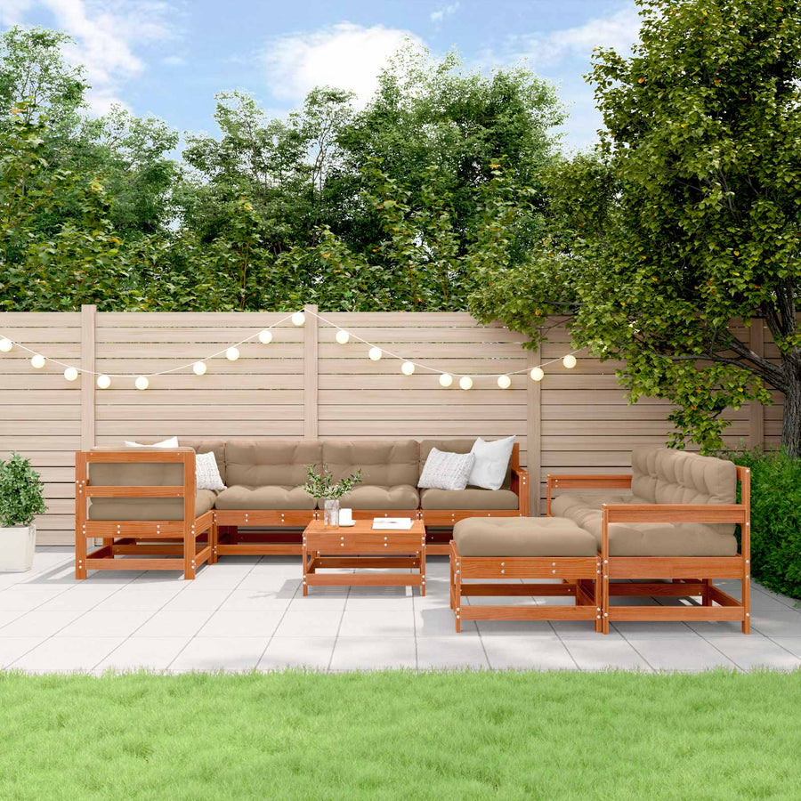 Tuin loungeset 10 pcs Wax Bruin Den Massief grenenhout
