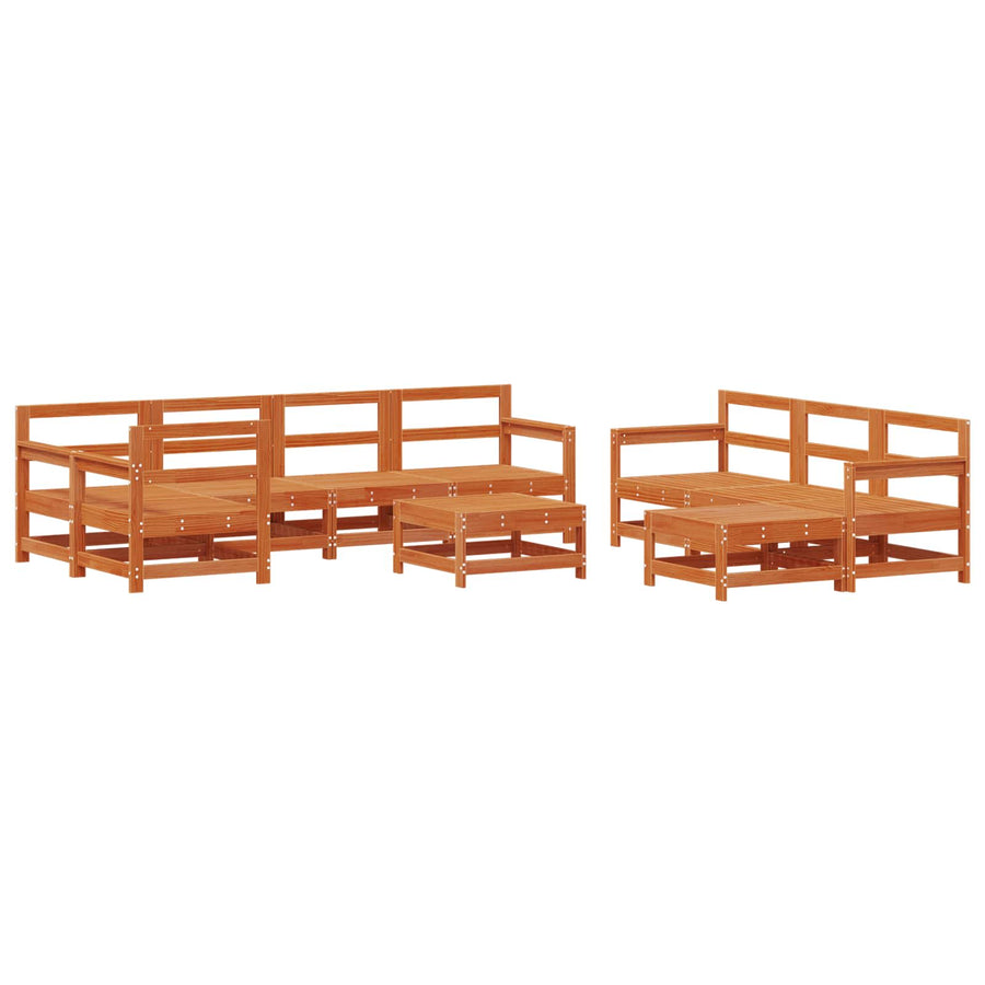 Tuin loungeset 10 pcs Wax Bruin Den Massief grenenhout