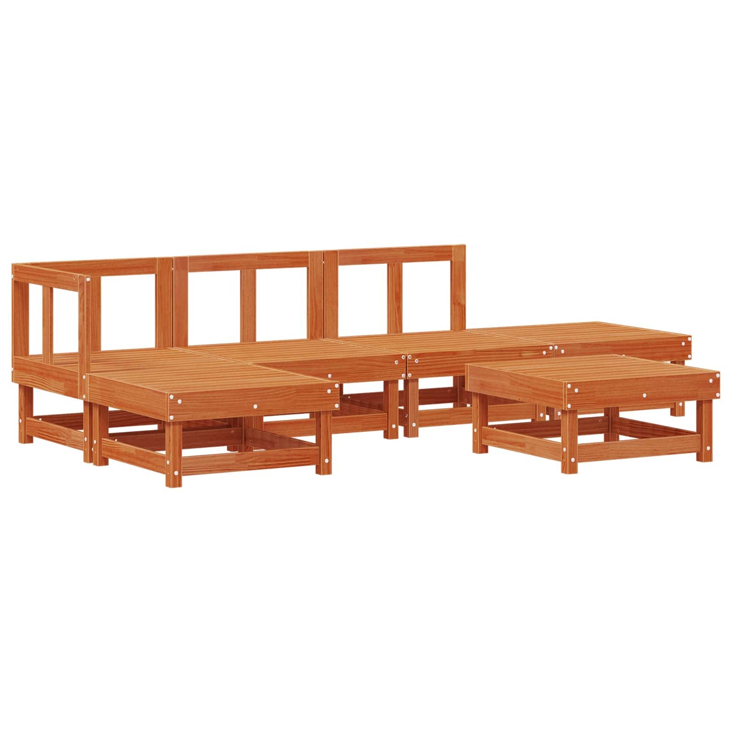 Tuin loungeset 6 pcs Wasbruin Massief grenenhout