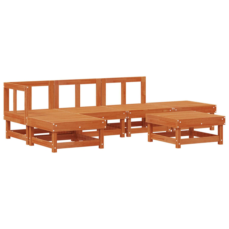 Tuin loungeset 6 pcs Wasbruin Massief grenenhout