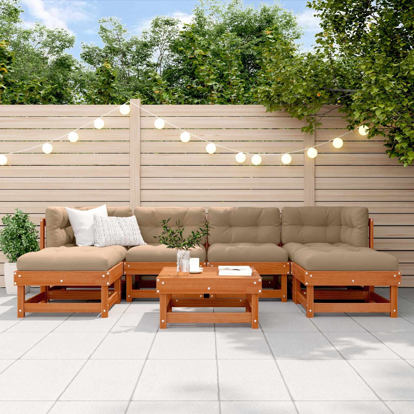 Tuin loungeset 7 pcs Waskleur Bruin Massief grenenhout