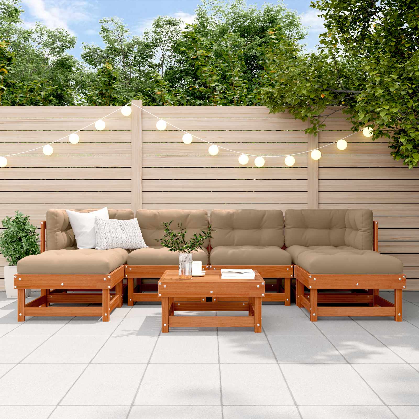 Tuin loungeset 7 pcs Waskleur Bruin Massief grenenhout