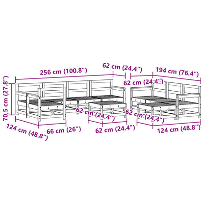Tuin loungeset 10 pcs Wasbruin Massief grenenhout