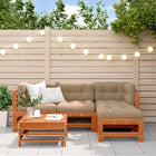 Garden lounge set 5 pcs Waxed brown Solid pine wood