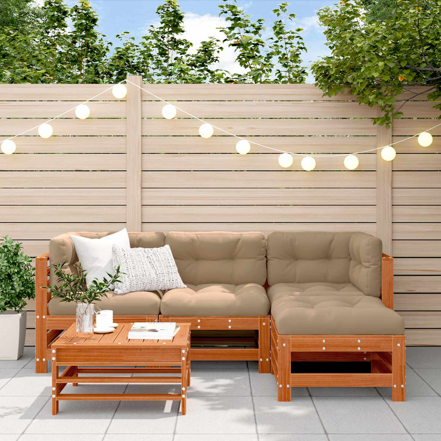 Tuin loungeset 5 pcs Wasbruin Massief grenenhout
