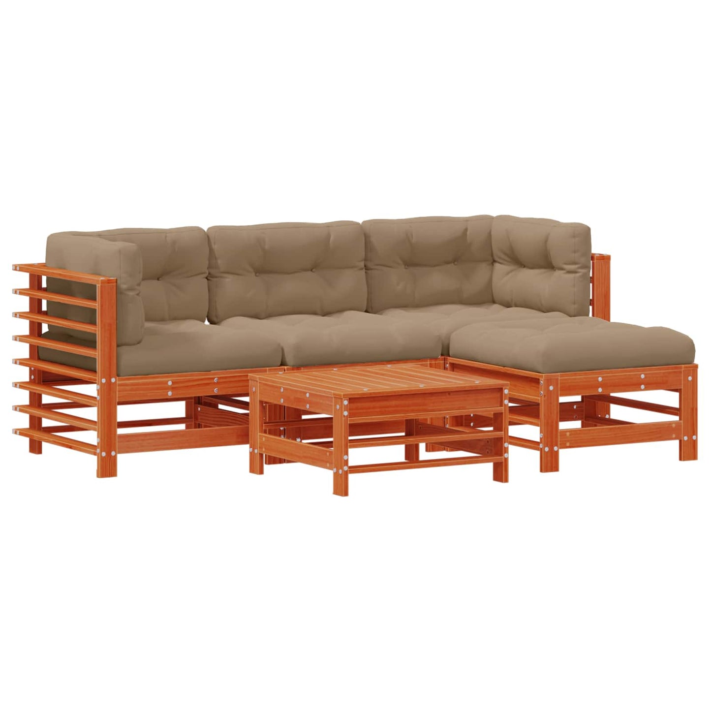 Tuin loungeset 5 pcs Wasbruin Massief grenenhout