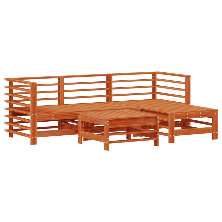 Tuin loungeset 5 pcs Wasbruin Massief grenenhout