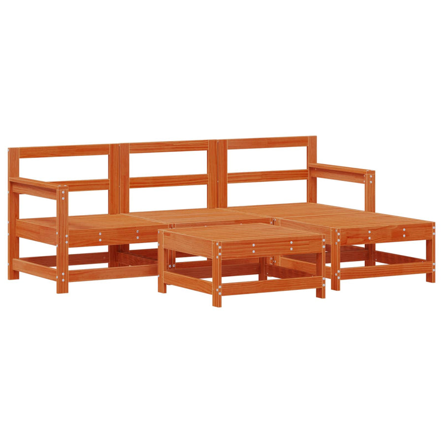 Tuin loungeset 5 pcs Wax Bruin en Taupe Massief grenenhout