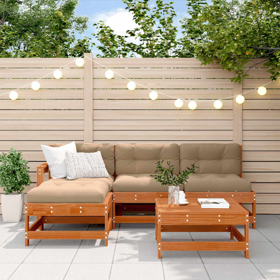 Tuin loungeset 5 pcs Waskleur Bruin Massief grenenhout