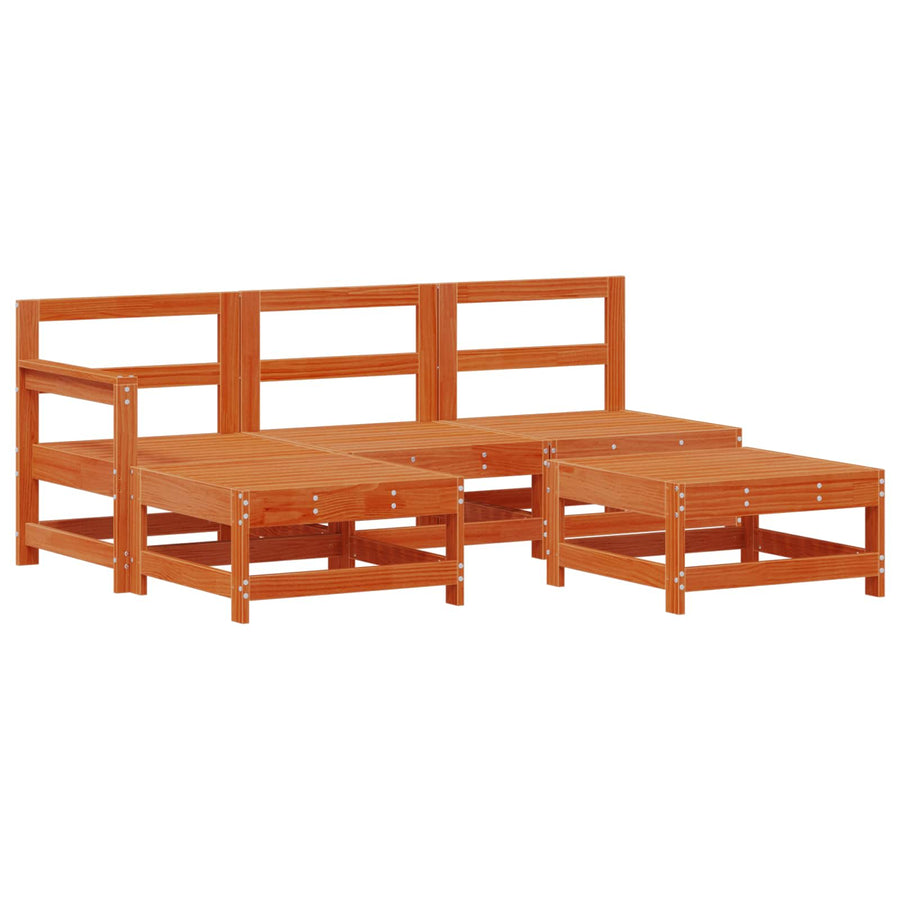 Tuin loungeset 5 pcs Waskleur Bruin Massief grenenhout