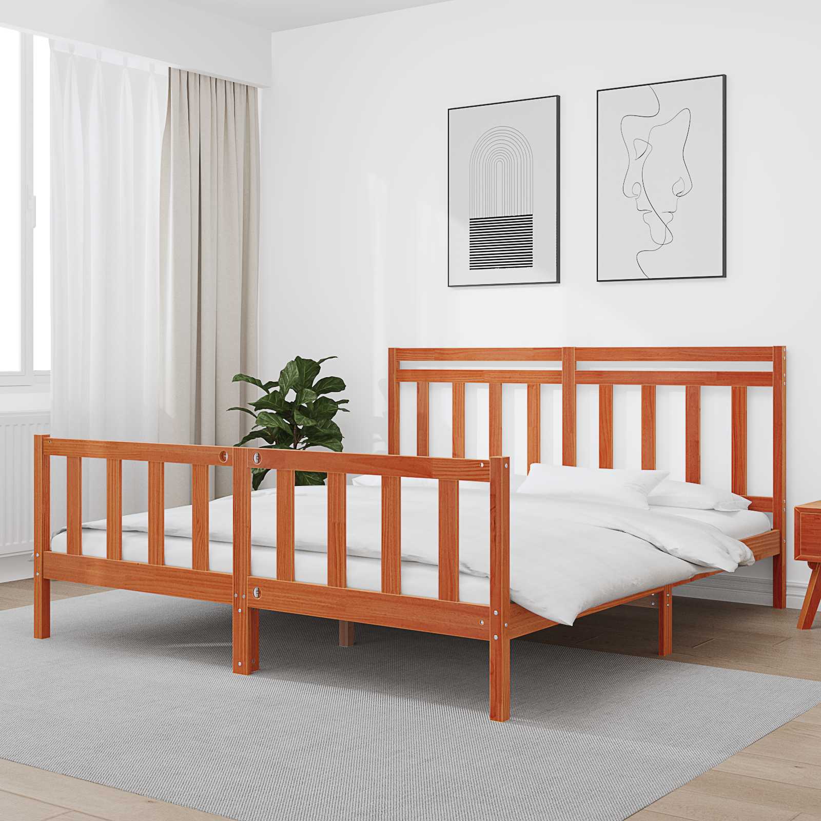 Bedframe 2 pcs Wasbruin 180 x 200 cm Massief grenenhout