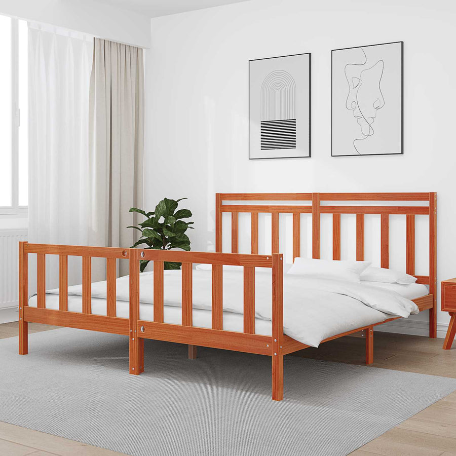 Bedframe 2 pcs Wasbruin 180 x 200 cm Massief grenenhout
