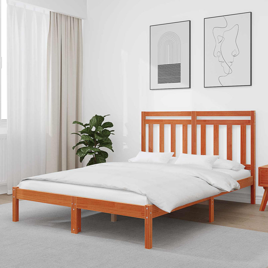 Bedframe 2 pcs Wasbruin 140 x 190 cm Massief grenenhout