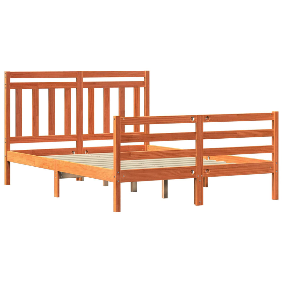 Bedframe met hoofdeinde 2 pcs Wasbruin 140 x 200 cm