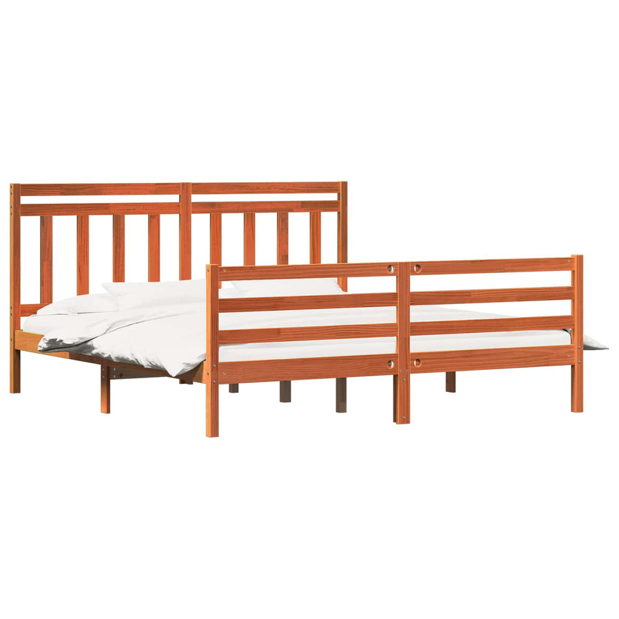 Bedframe met hoofdeinde 2 pcs Wasbruin 180 x 200 cm
