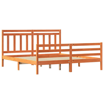 Bedframe met hoofdeinde 2 pcs Wasbruin 180 x 200 cm