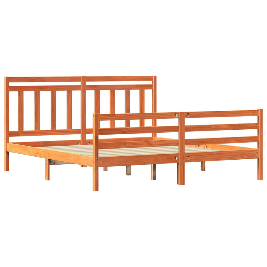 Bedframe met hoofdeinde 2 pcs Wasbruin 180 x 200 cm