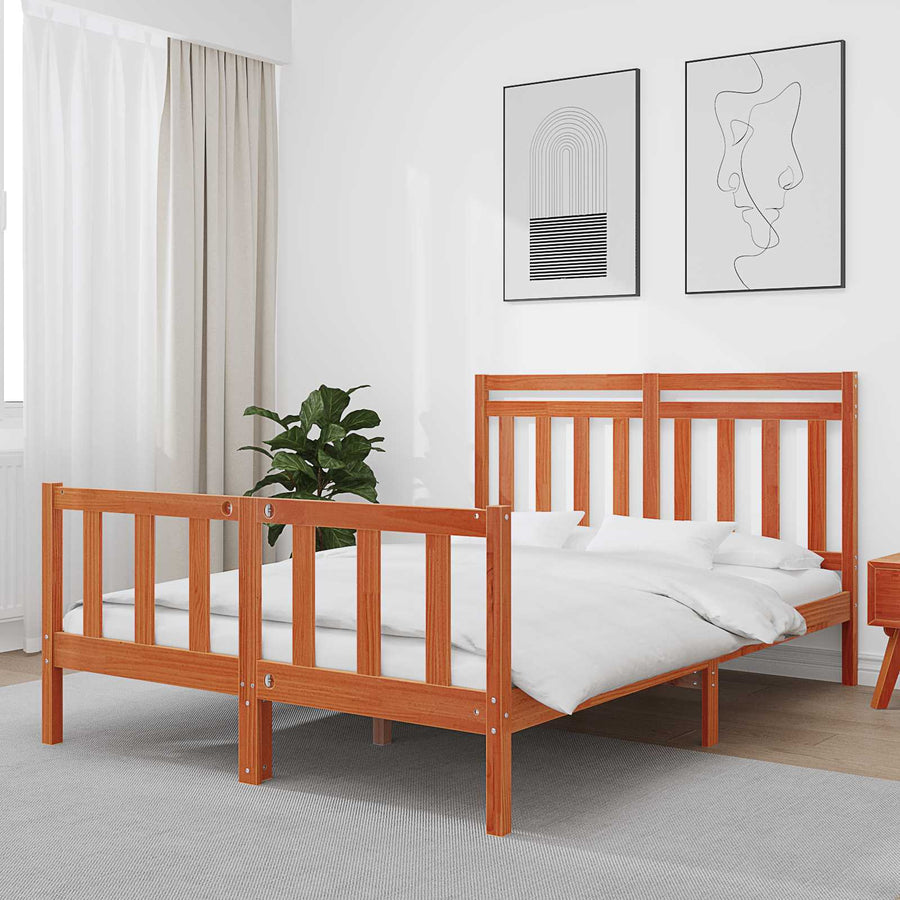Bedframe 2 pcs Wasbruin 140 x 200 cm Massief grenenhout