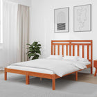 Bed Frame Waxed Brown 205.5 x 155.5 x 100 cm Solid Spruce Wood