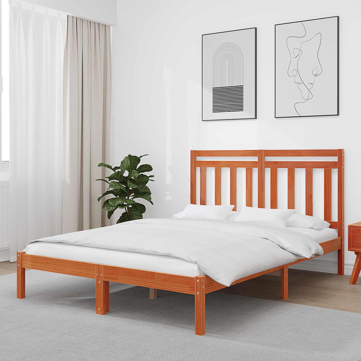 Bedframe 2 pcs Wasbruin 150 x 200 cm Massief grenenhout