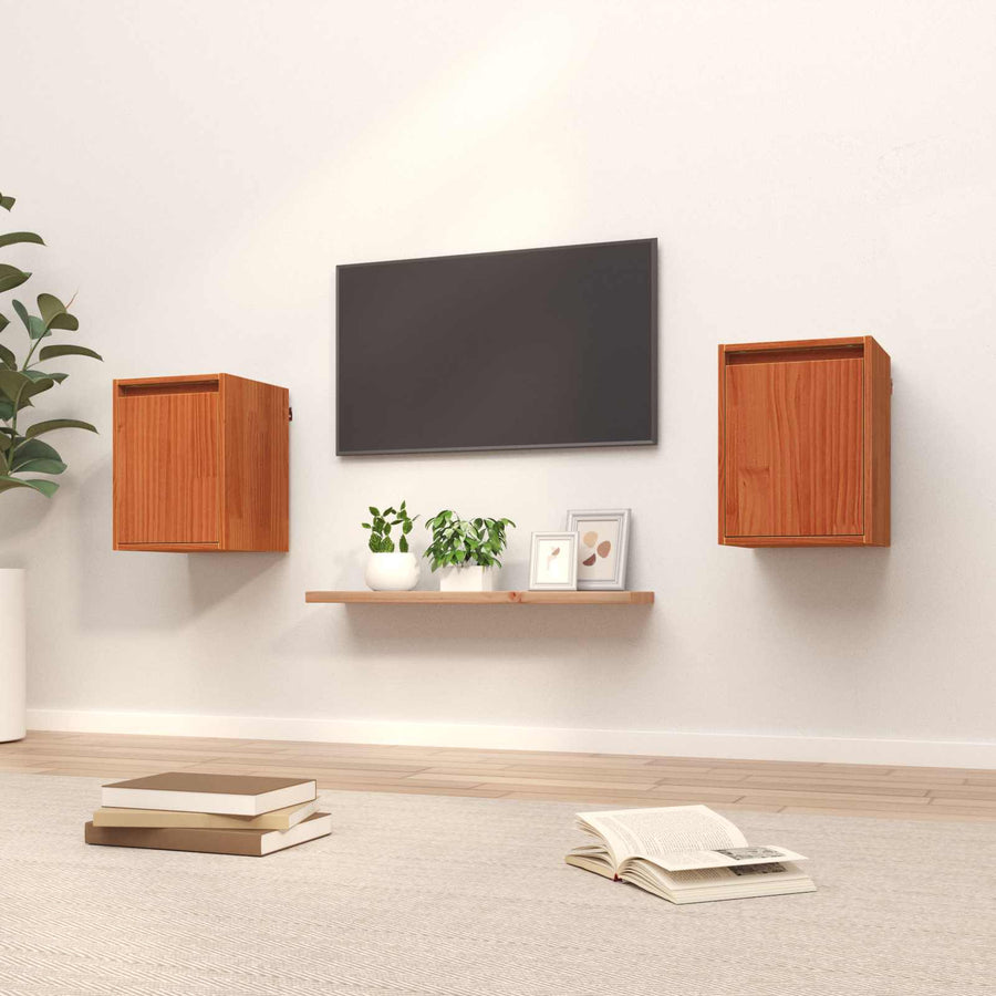 Wandkast 2 pcs Wasbruin 30 x 30 x 40 cm Massief grenenhout