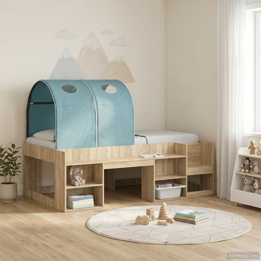 Bedtunnel 2 pcs Lichtblauw 211 x 52,5 x 2 cm Polyester