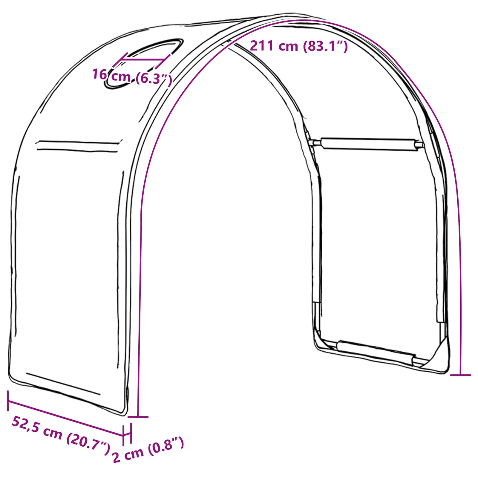 Bedtunnel 2 pcs Zwart 211 x 52,5 x 2 cm Polyester