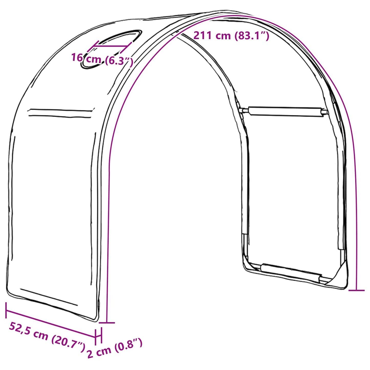 Bedtunnel 2 pcs Wit 211 x 52,5 x 2 cm Polyester