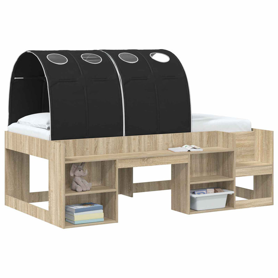 Bedtunnel 2 pcs Zwart 211 x 67.5 x 2 cm Polyester