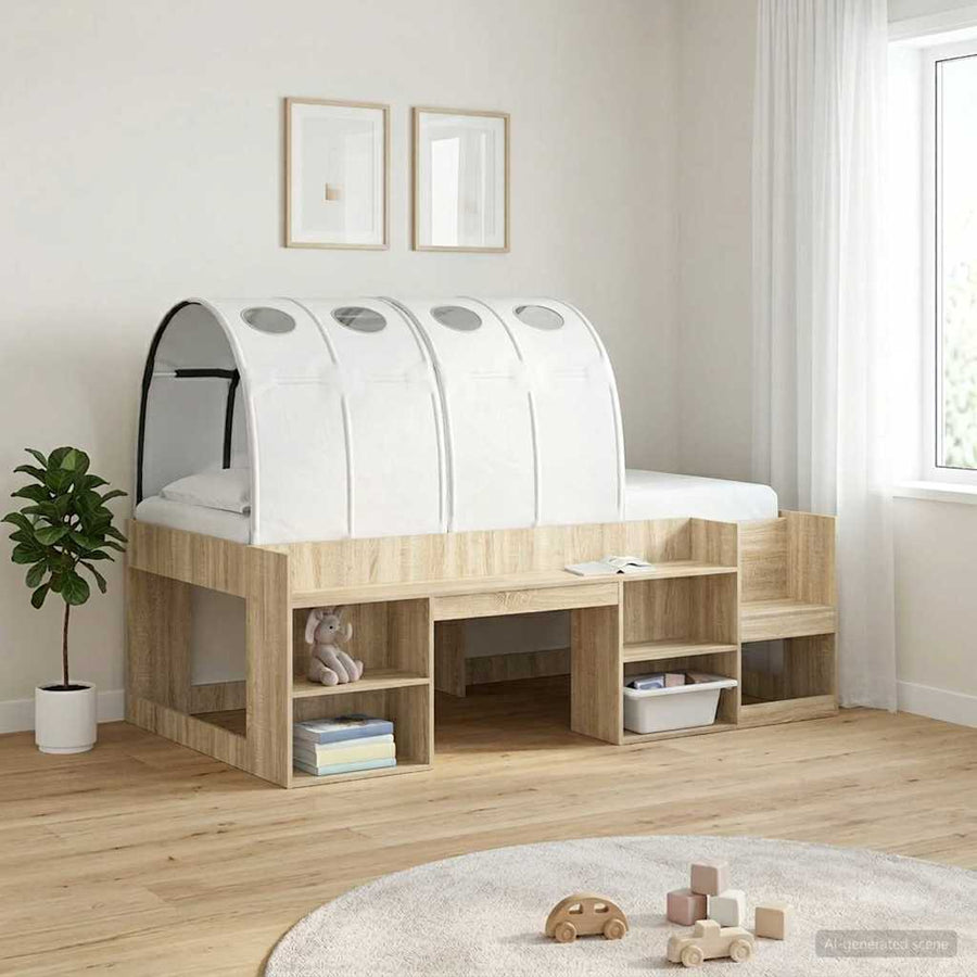 Bedtunnel 2 pcs Wit 211 x 67.5 x 2 cm Polyester