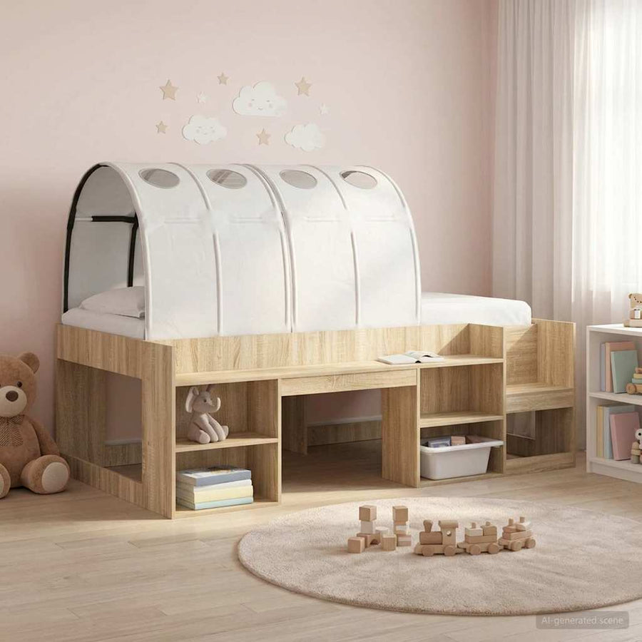 Bedtunnel 2 pcs Wit 211 x 67.5 x 2 cm Polyester