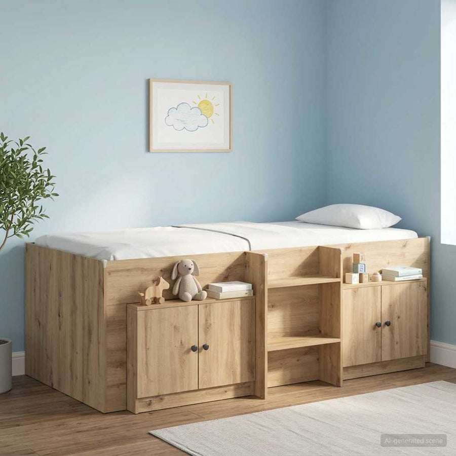 Bed kast met opslag 2 pcs Artisanaal eiken 66 x 35 x 48 cm