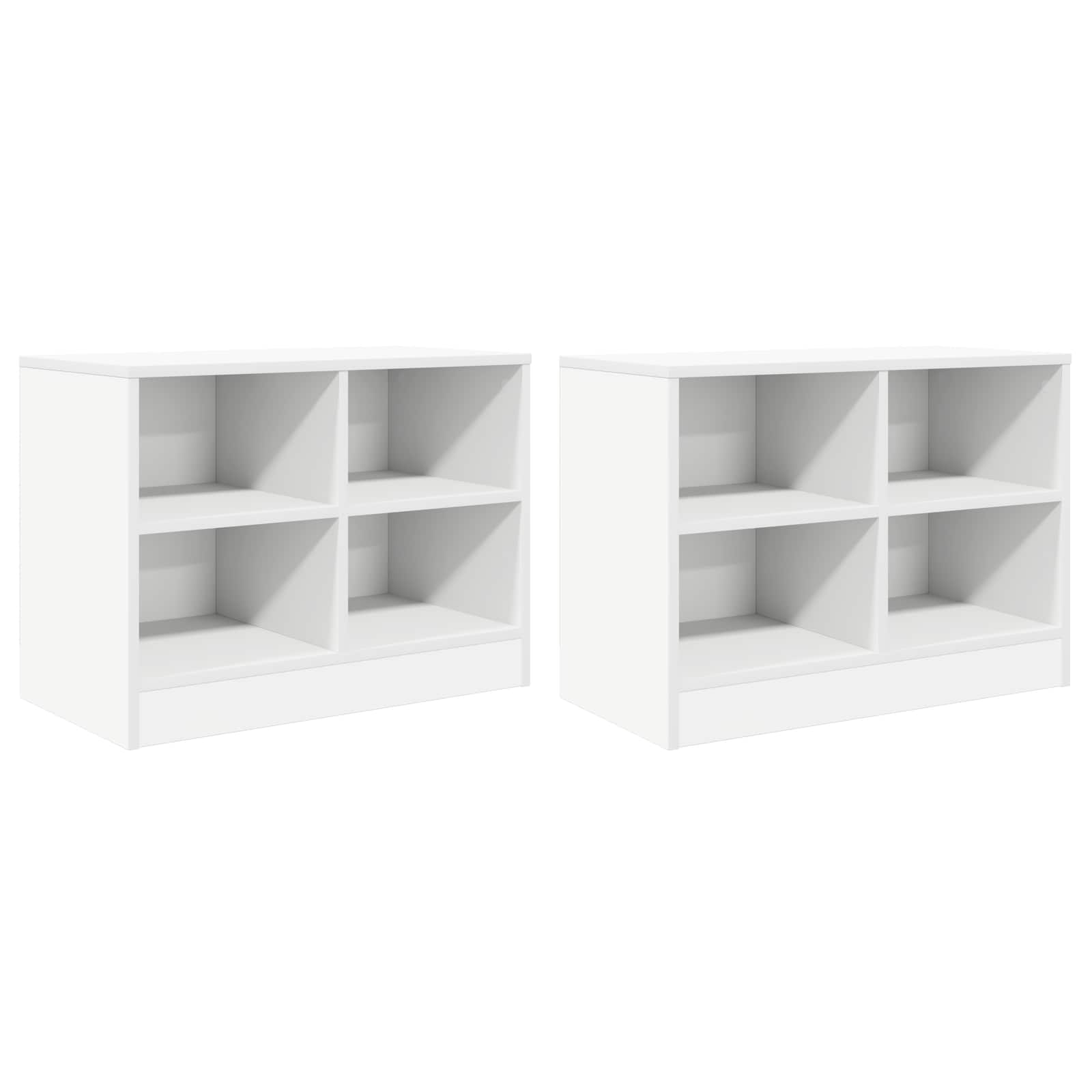 Bed kast met plank 2 pcs Wit 66 x 33 x 48 cm Bewerkt hout