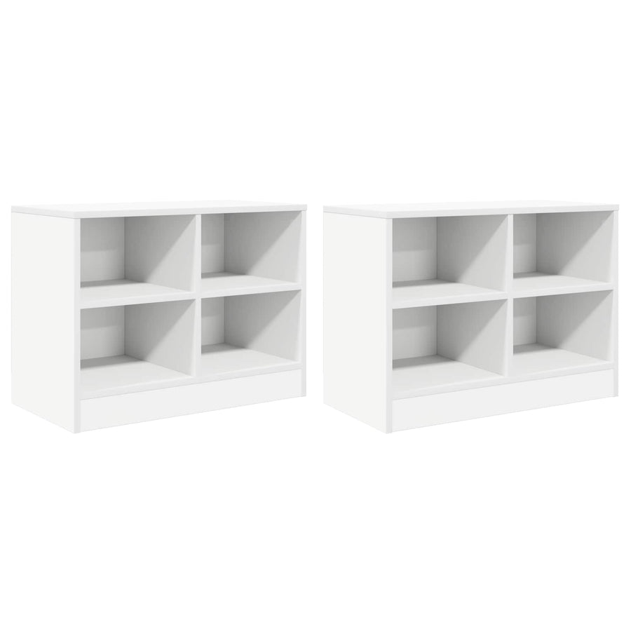 Bed kast met plank 2 pcs Wit 66 x 33 x 48 cm Bewerkt hout