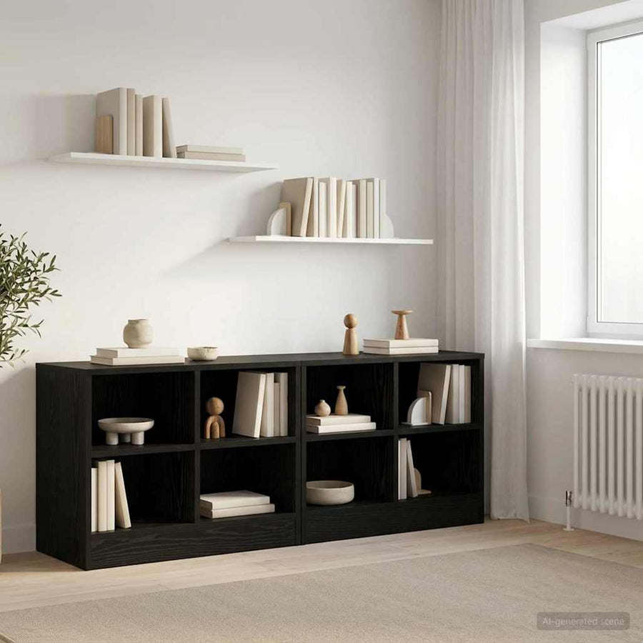 Bed kast 2 pcs Zwart eiken 66 x 33 x 48 cm Bewerkt hout