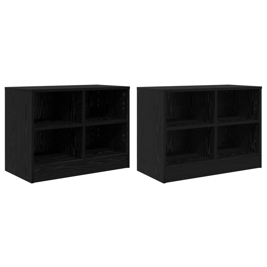 Bed kast 2 pcs Zwart eiken 66 x 33 x 48 cm Bewerkt hout