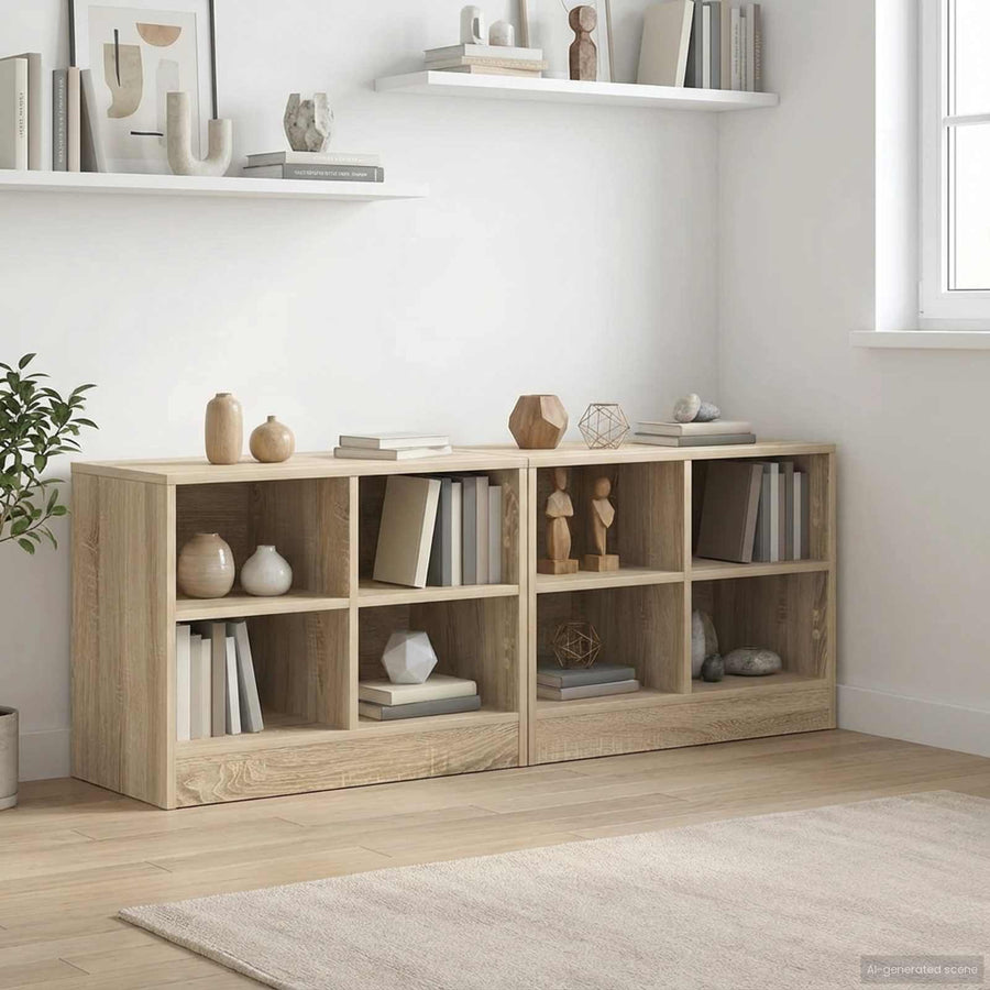 Bed kast 2 pcs Sonoma Eiken 66 x 33 x 48 cm Bewerkt hout