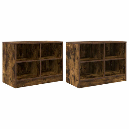 Bed kast 2 pcs Gerookt eiken 66 x 33 x 48 cm Bewerkt hout