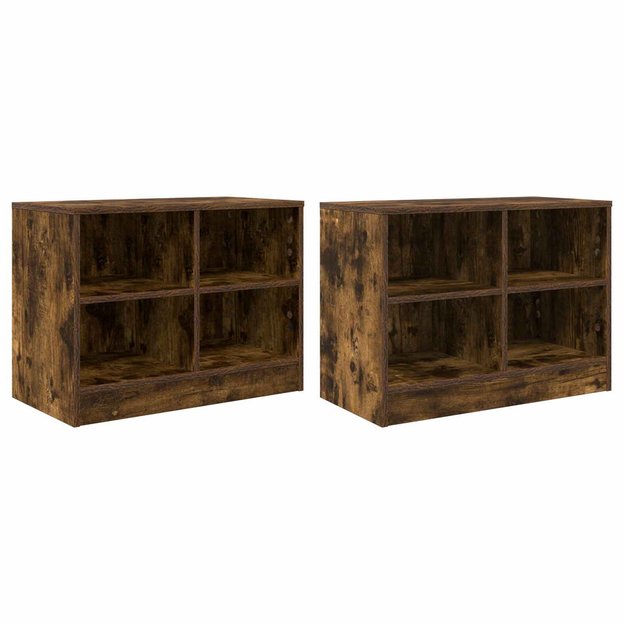 Bed kast 2 pcs Gerookt eiken 66 x 33 x 48 cm Bewerkt hout