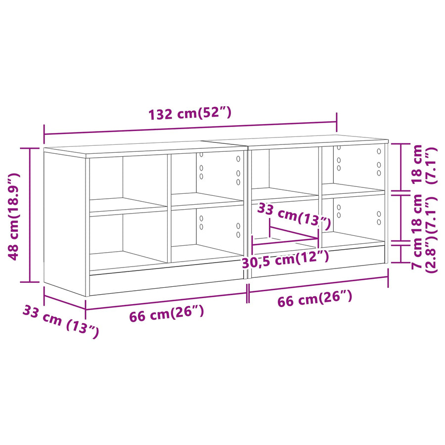 Bed kast 2 pcs Gerookt eiken 66 x 33 x 48 cm Bewerkt hout