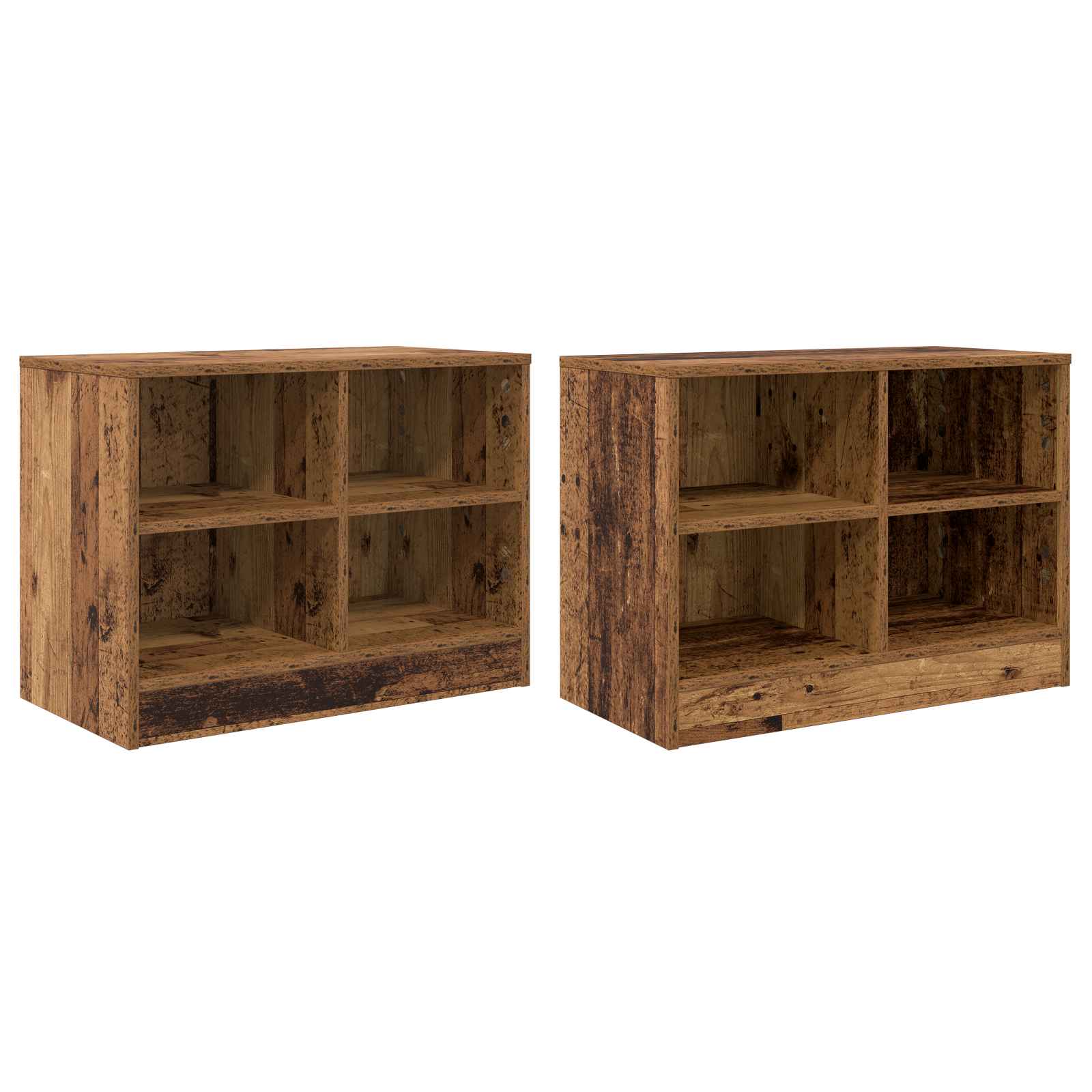 Bed kast met plank 2 pcs Oud hout 66 x 33 x 48 cm Bewerkt hout