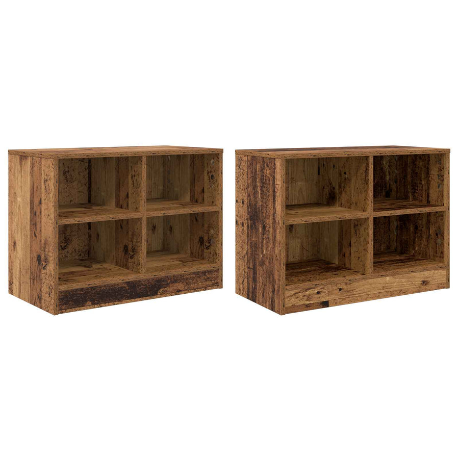 Bed kast met plank 2 pcs Oud hout 66 x 33 x 48 cm Bewerkt hout