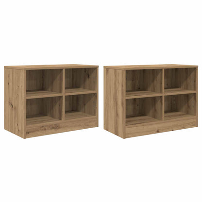 Bed kast 2 pcs Artisanaal eiken 66 x 33 x 48 cm Bewerkt hout