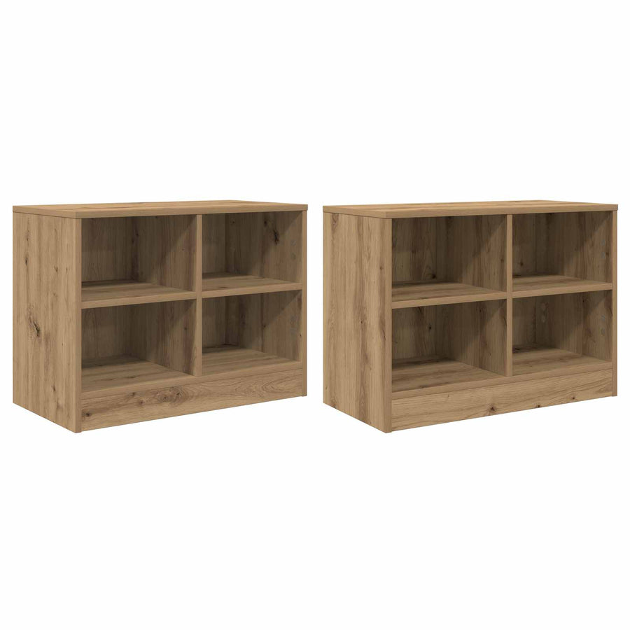 Bed kast 2 pcs Artisanaal eiken 66 x 33 x 48 cm Bewerkt hout
